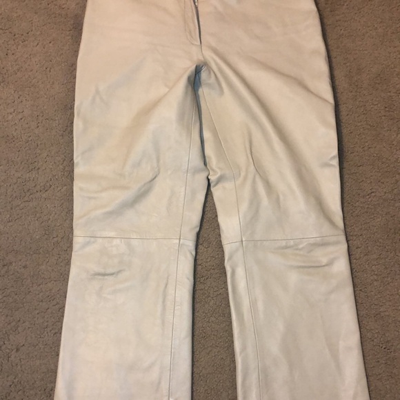 Vintage VS2 Vakko 100% Lamb Leather Ivory Pants Size 8 - Picture 3 of 7
